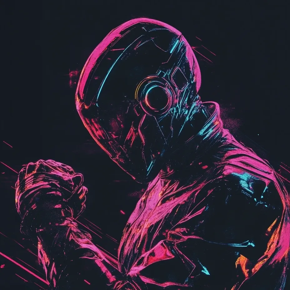 noir-warrior--tbarbs._An_artwork_of_Cyberpunk_warrior_in_the_style_of_neon_no_32ab0093-adda-4789-b65a-f0ba7ec0dd5d copy-feat An artwork of a cyberpunk warrior generated in Midjourney